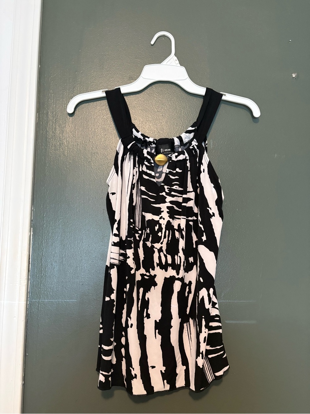 Bwear Black and White Abstract Halter Dress Top